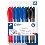 STAEDTLER 4320 TRIANGULAR BALLPOINT PEN MEDIUM ASSORTED OFFICE COLOURS PACK 10