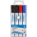 INITIATIVE WHITEBOARD MARKERS CHISEL 5MM ASSORTED WALLET 4