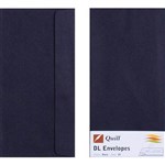 QUILL DL COLOURED ENVELOPES PLAINFACE STRIP SEAL 80GSM 110 X 220MM BLACK PACK 25