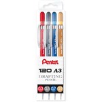 PENTEL MECHANICAL PENCIL ASSORTED SIZES AND COLOUR PACK 4
