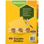 MARBIG DIVIDER ERASABLE MANILLA 12TAB A4 ASSORTED