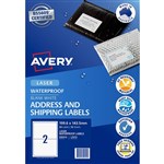 AVERY 959412 L7072 WATERPROOF SHIPPING LABELS 2UP WHITE PACK 10