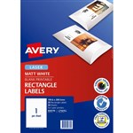 AVERY 959770 L7167CL MULTIPURPOSE PHOTO QUALITY LABEL LASER 1UP MATT WHITE PACK 20