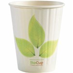 BIOPAK BIOCUP DOUBLE WALL CUP 250ML8OZ 80MM WHITE LEAF PACK 50