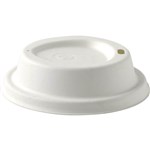 BIOPAK BIOCANE CUP LID LARGE 90MM WHITE PACK 50