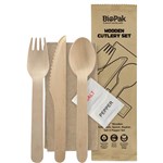 BIOPAK BIOTABLEWARE WOODEN CUTLERY SET UNCOATED WITH SPOON 160MM PACK 100