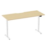 ERGOVIDA DUAL MOTOR SIT STAND DESK WHITE FRAME WITH 1800 X 750MM SCALLOP TOP OAK