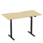 ERGOVIDA SIT STAND DESK BLACK FRAME WITH 1500 X 750MM SCALLOP TOP OAK