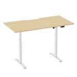ERGOVIDA SIT STAND DESK WHITE FRAME WITH 1500 X 750MM SCALLOP TOP OAK