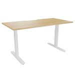 ERGOVIDA PREMIUM DUAL MOTOR SIT STAND DESK WHITE FRAME WITH 1800 X 750MM SCALLOP TOP OAK