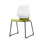 SYLEX KALEIDO CHAIR WHITE SLED FRAME OLIVE SEAT