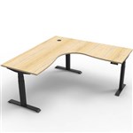 RAPIDLINE BOOST PLUS HEIGHT ADJUSTABLE CORNER WORKSTATION 1500 X 1500 X 750MM NATURAL OAK TOP  BLACK FRAME