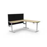 RAPIDLINE HALO PLUS CORNER WORKSTATION WITH SCREEN 1800 X 1500MM NATURAL OAK TOP  WHITE FRAME  BLACK SCREEN