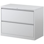STEELCO LATERAL FILING CABINET 2 DRAWER 710 X 915 X 463MM WHITE SATIN