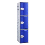 STEELCO HEAVY DUTY HDPE LOCKER 3 TIER FULL HEIGHT 1800 X 385 X 500MM