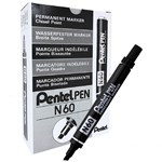 PENTEL N60 PERMANENT MARKER CHISEL 55MM BLACK BOX 12