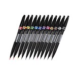 PENTEL ARTS BRUSH SIGN PEN ARTIST 12 ASSORTED COLOUR WALLET
